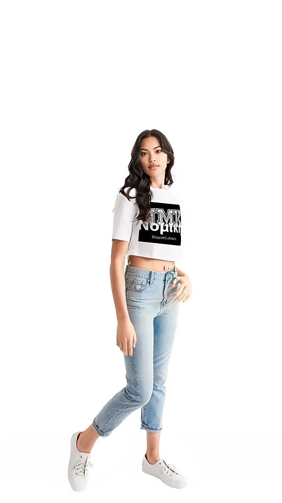 Jeans Feminino Camiseta Cropped