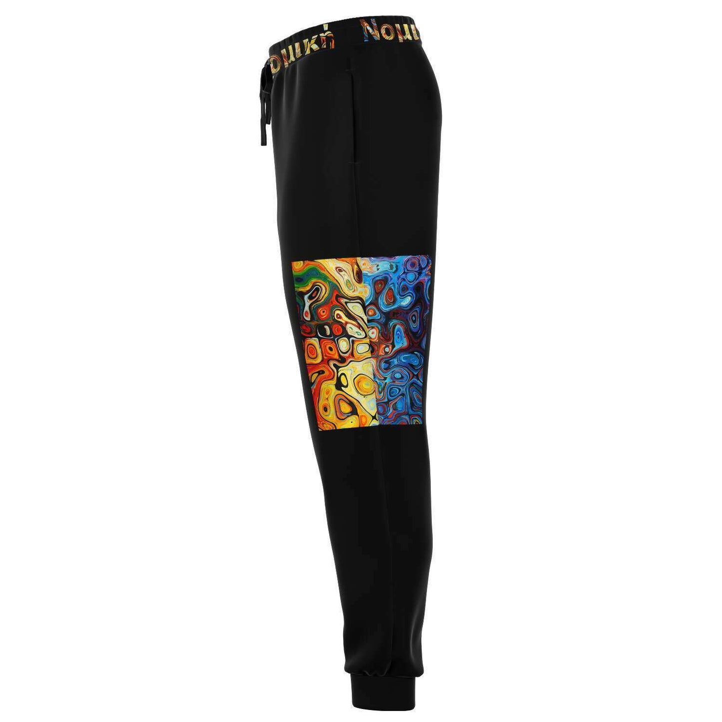 Calça jogger preta pintada à mão com soyo