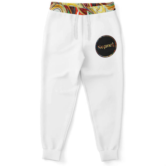 Calça jogger branca pintada à mão com soyo