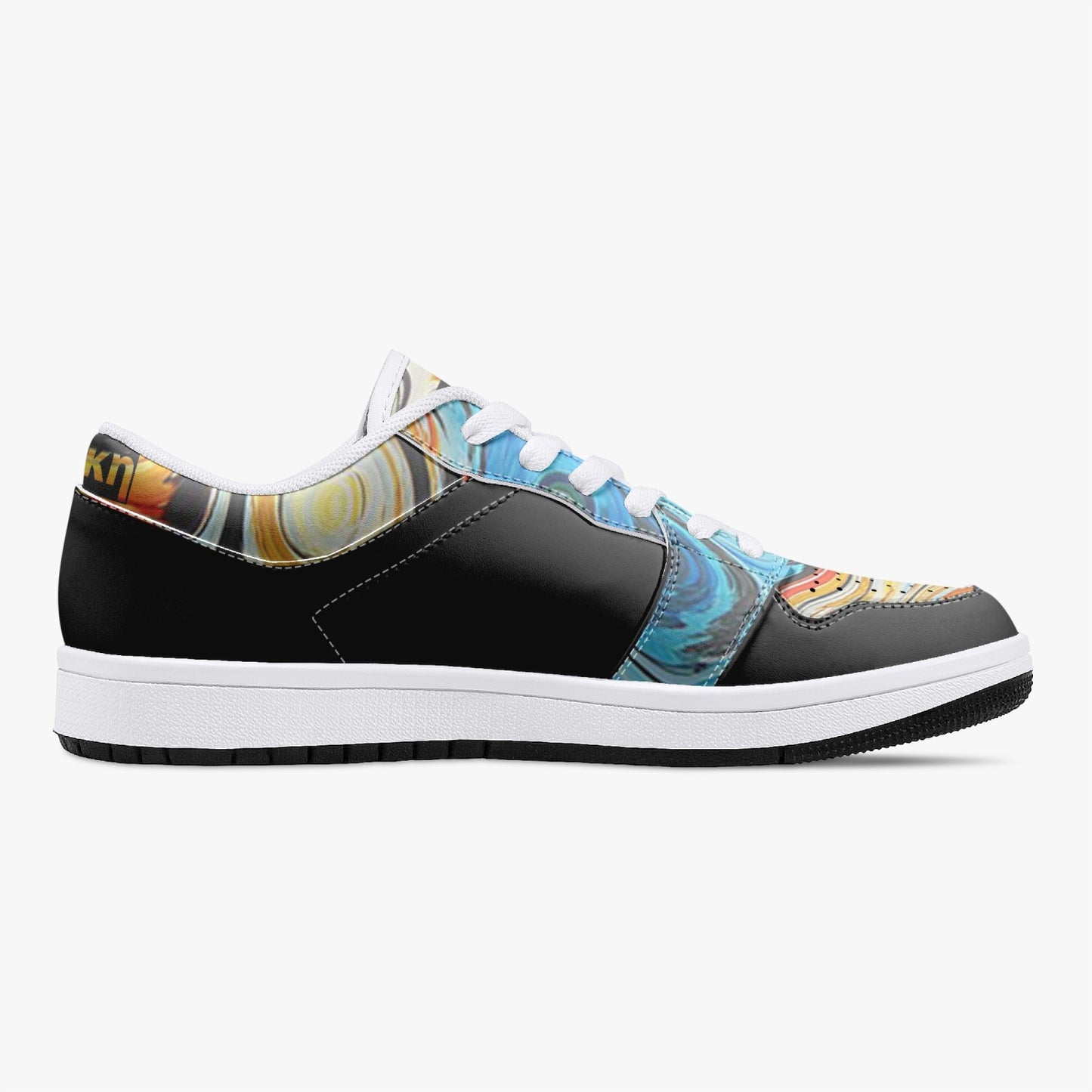 Soyo Painted Black Leather Sneakers