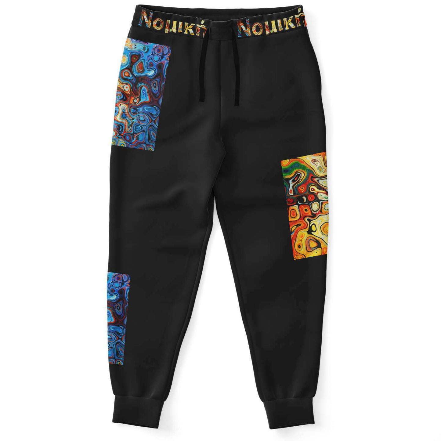 Calça jogger preta pintada à mão com soyo