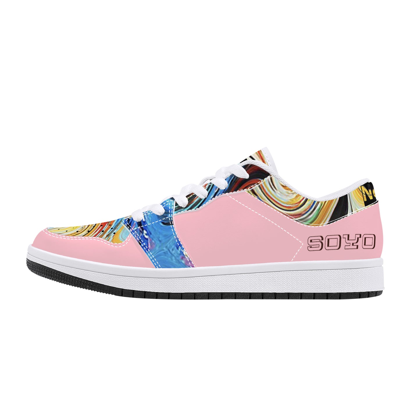 Soyo Painted Pink and White Low-Top Leather