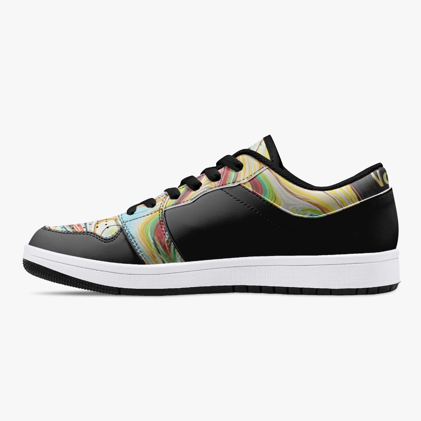 Soyo Painted Black Leather Sneakers