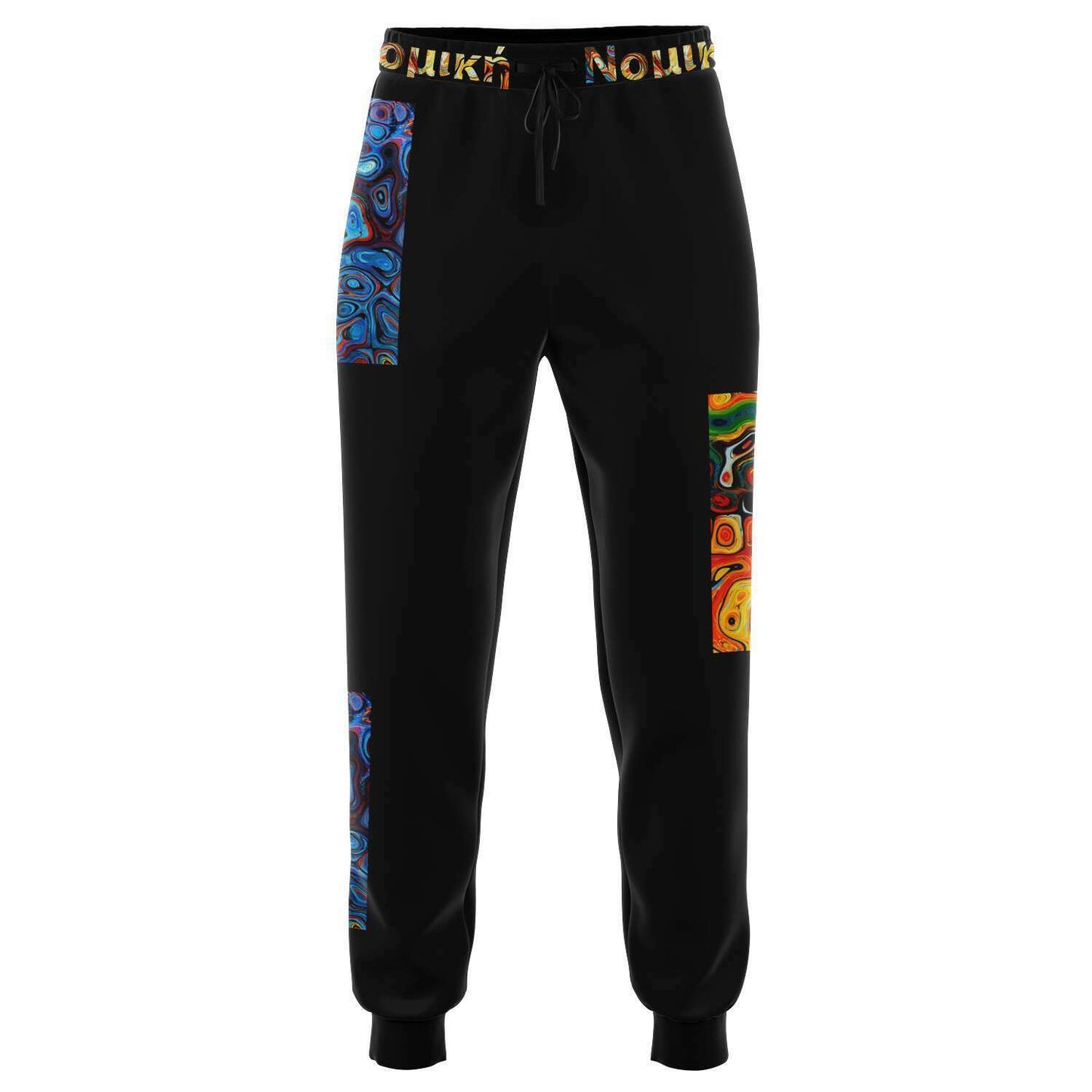 Calça jogger preta pintada à mão com soyo