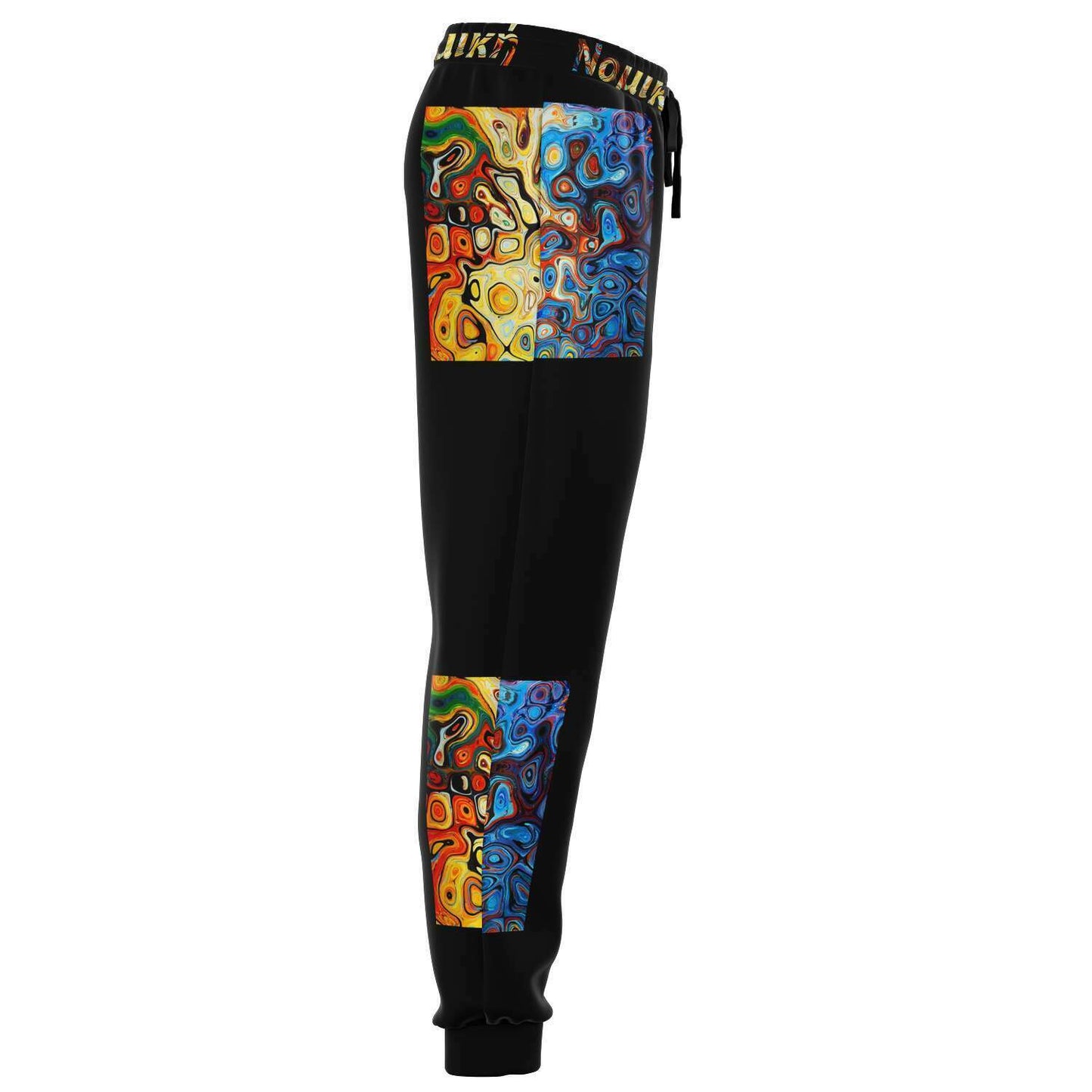 Calça jogger preta pintada à mão com soyo