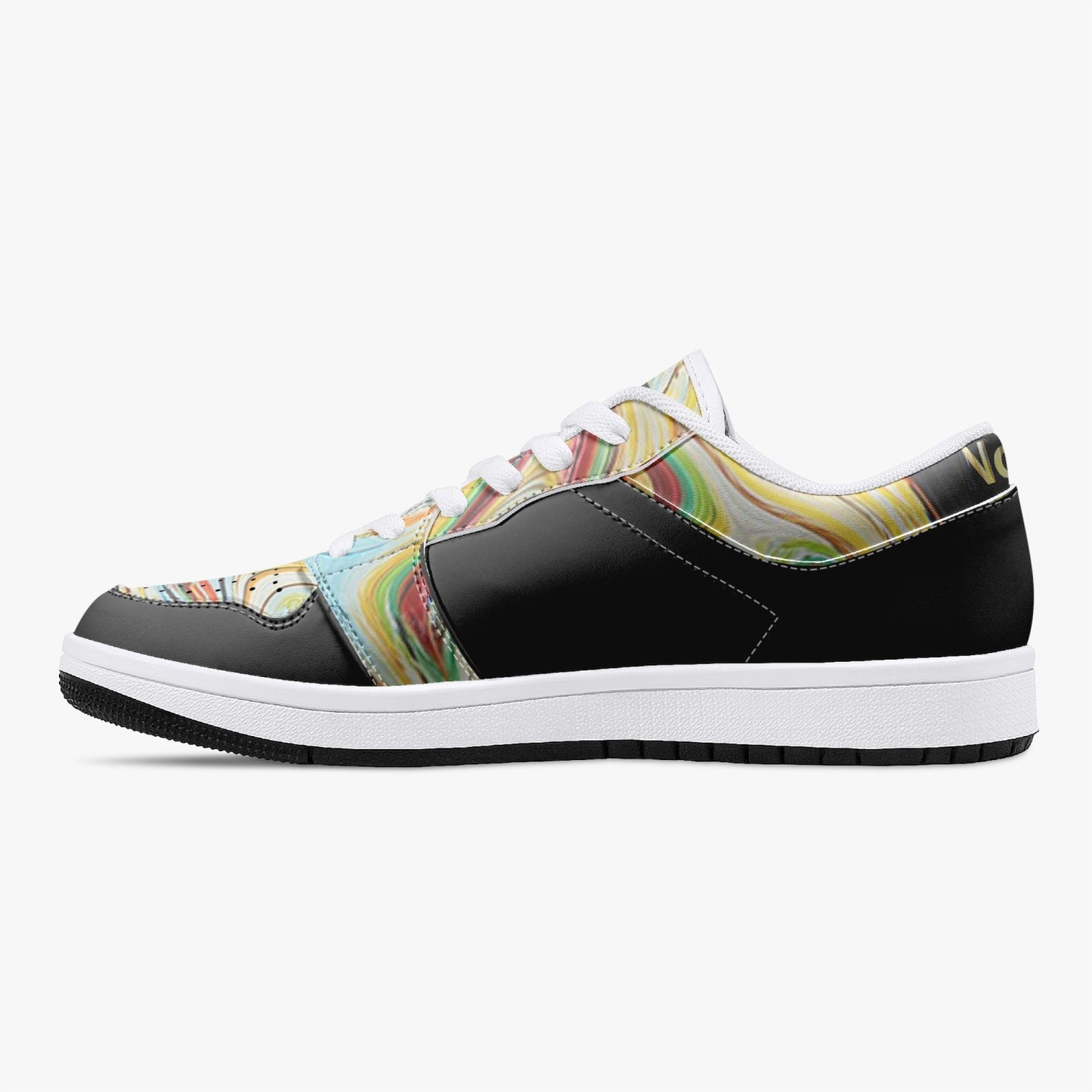 Soyo Painted Black Leather Sneakers