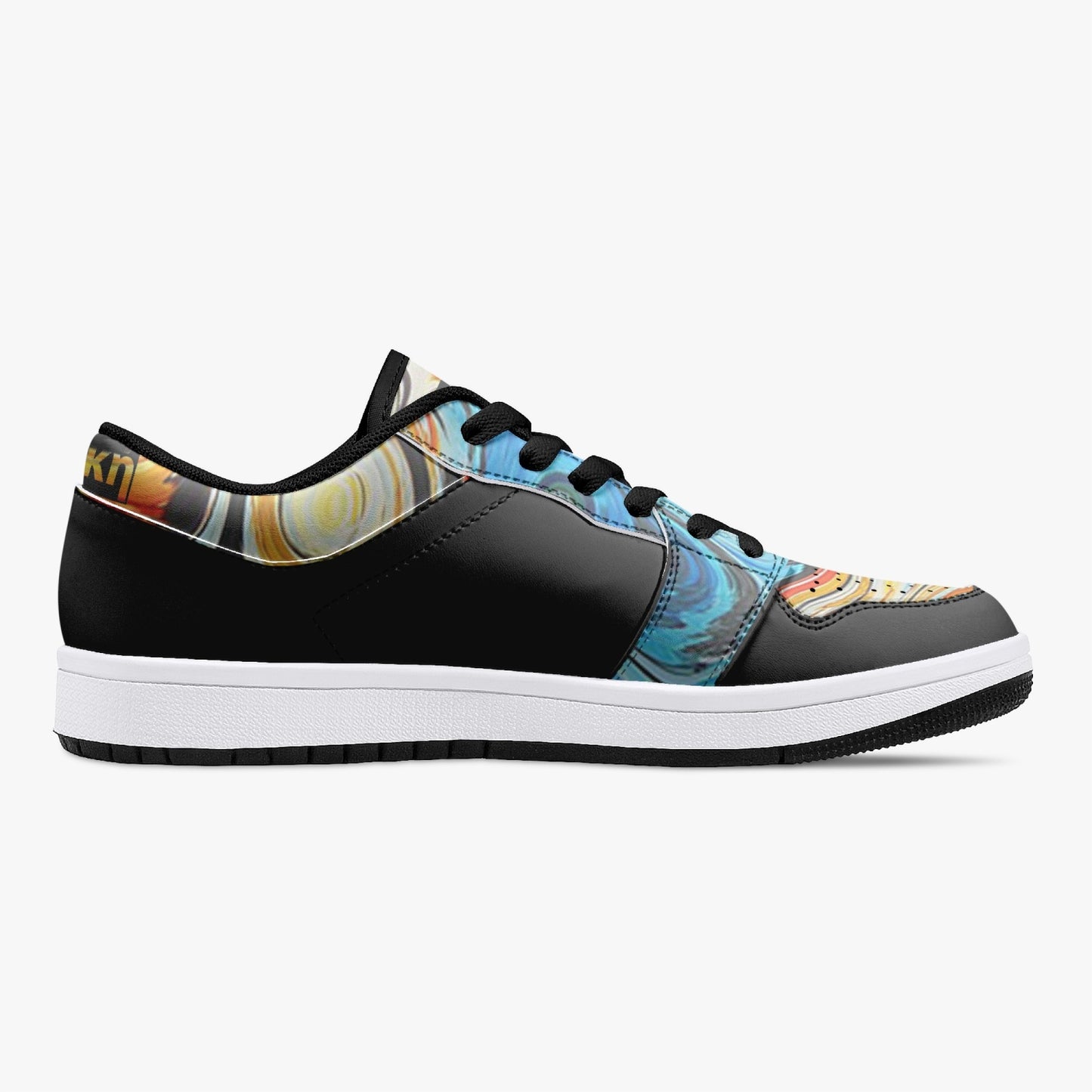 Soyo Painted Black Leather Sneakers