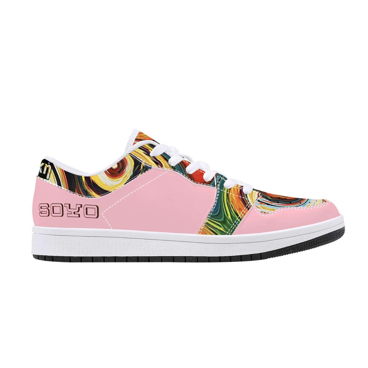 Soyo Painted Pink and White Low-Top Leather